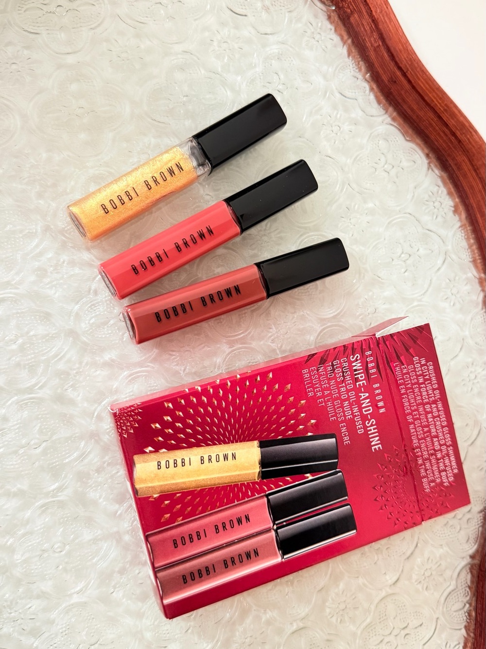 Bobbi Brown Swipe-and-Shine Lip Trio Set - Red, Gold